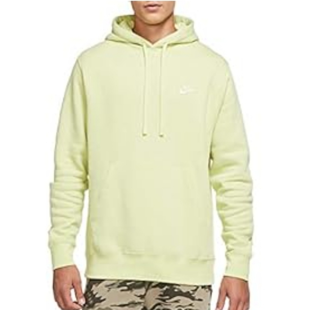 Nike Mens Club Fleece Pullover Hoodie Lime Green